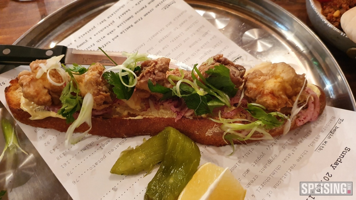 Machneyuda Veal brain bruschetta