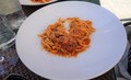 Pici allamatriciana mit Guanciale di Cinta senese